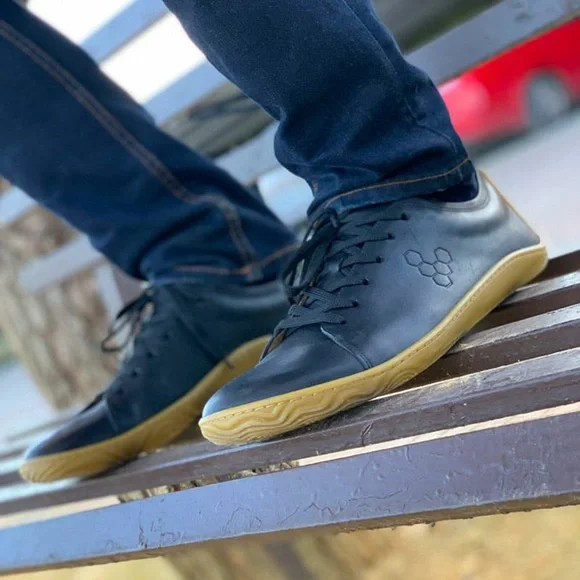 Vivobarefoot Addis Dark Blue Leather Shoes with Minimalist Design US12 Men - Picture 7 of 8